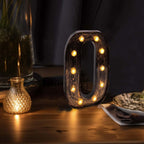 LED Marquee Letter "O" Industrial Style Antique Black - Light - Up Alphabet Sign for Weddings & Displays 9" - Bell Racket Store