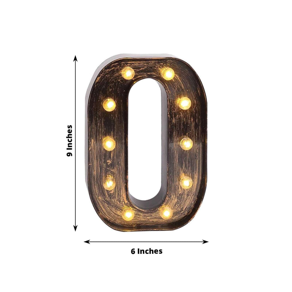 LED Marquee Letter "O" Industrial Style Antique Black - Light - Up Alphabet Sign for Weddings & Displays 9" - Bell Racket Store