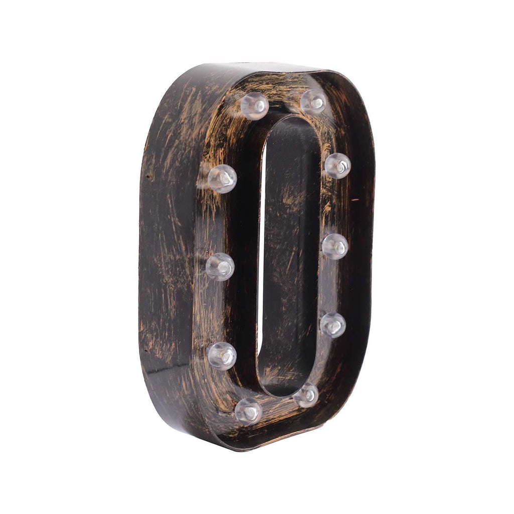 LED Marquee Letter "O" Industrial Style Antique Black - Light - Up Alphabet Sign for Weddings & Displays 9" - Bell Racket Store
