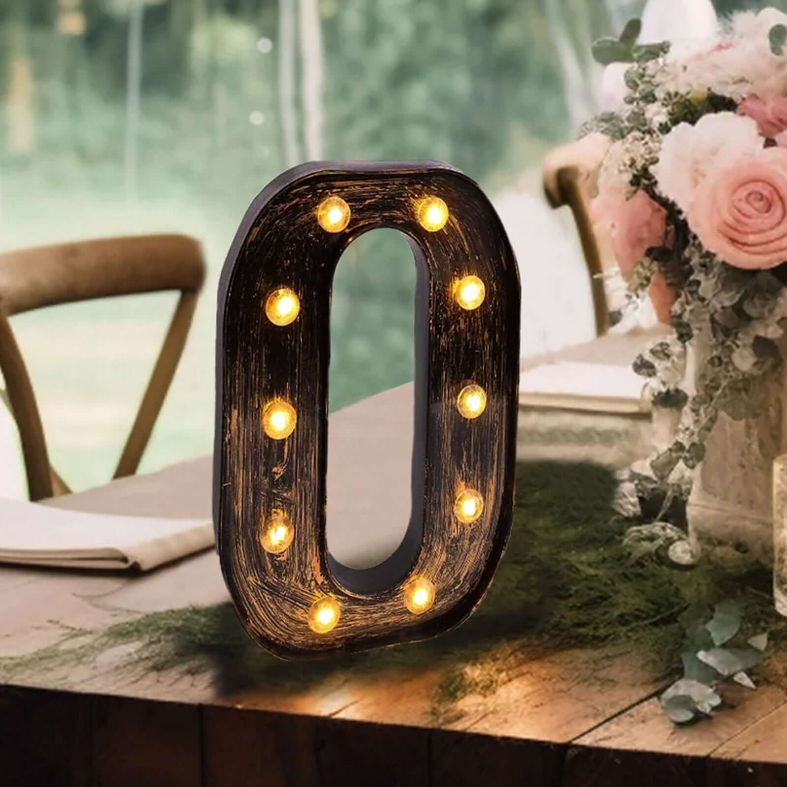 LED Marquee Letter "O" Industrial Style Antique Black - Light - Up Alphabet Sign for Weddings & Displays 9" - Bell Racket Store
