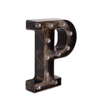 LED Marquee Letter "P" Industrial Style Antique Black - Light - Up Alphabet Sign for Weddings & Displays 9" - Bell Racket Store