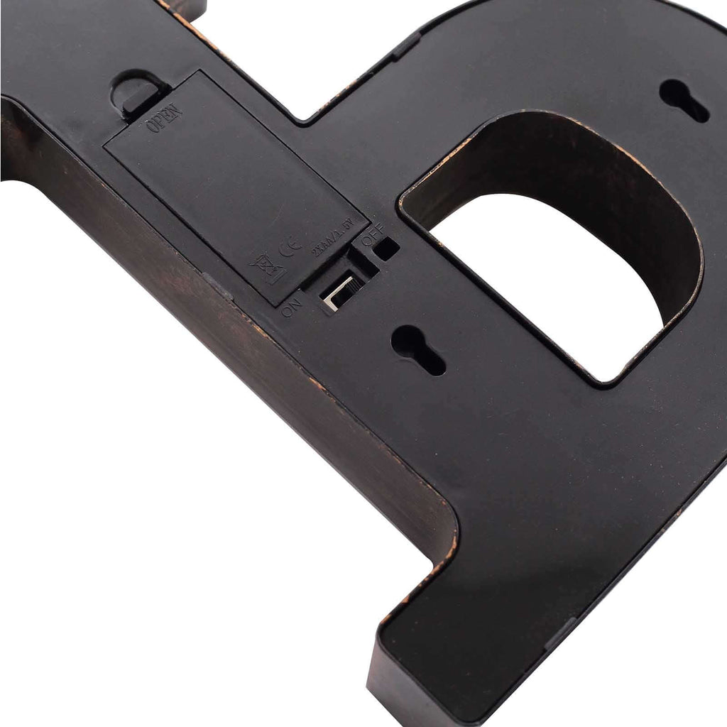 LED Marquee Letter "P" Industrial Style Antique Black - Light - Up Alphabet Sign for Weddings & Displays 9" - Bell Racket Store