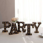 LED Marquee Letter "P" Industrial Style Antique Black - Light - Up Alphabet Sign for Weddings & Displays 9" - Bell Racket Store