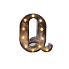 LED Marquee Letter "Q" Industrial Style Antique Black - Light - Up Alphabet Sign for Weddings & Displays 9" - Bell Racket Store