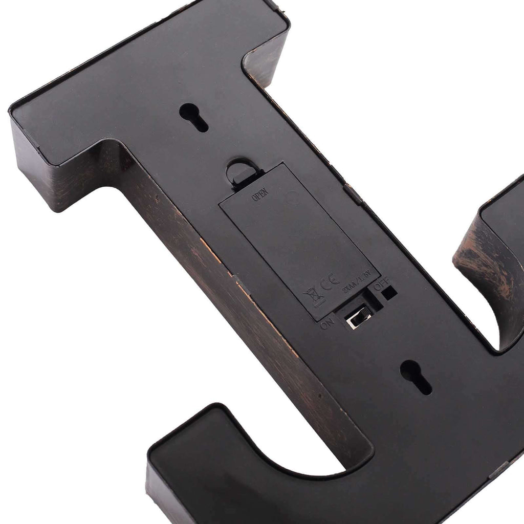 LED Marquee Letter "T" Industrial Style Antique Black - Light - Up Alphabet Sign for Weddings & Displays 9" - Bell Racket Store