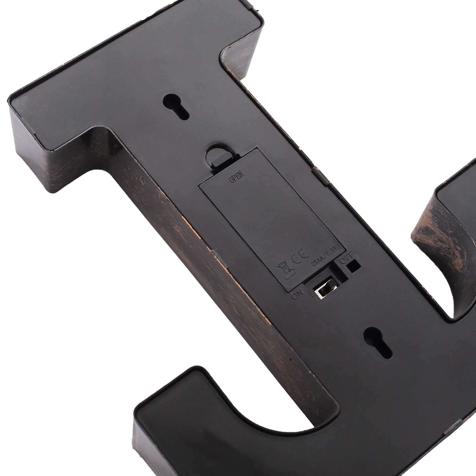 LED Marquee Letter "T" Industrial Style Antique Black - Light - Up Alphabet Sign for Weddings & Displays 9" - Bell Racket Store