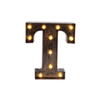 LED Marquee Letter "T" Industrial Style Antique Black - Light - Up Alphabet Sign for Weddings & Displays 9" - Bell Racket Store