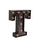 LED Marquee Letter "T" Industrial Style Antique Black - Light - Up Alphabet Sign for Weddings & Displays 9" - Bell Racket Store