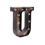 LED Marquee Letter "U" Industrial Style Antique Black - Light - Up Alphabet Sign for Weddings & Displays 9" - Bell Racket Store