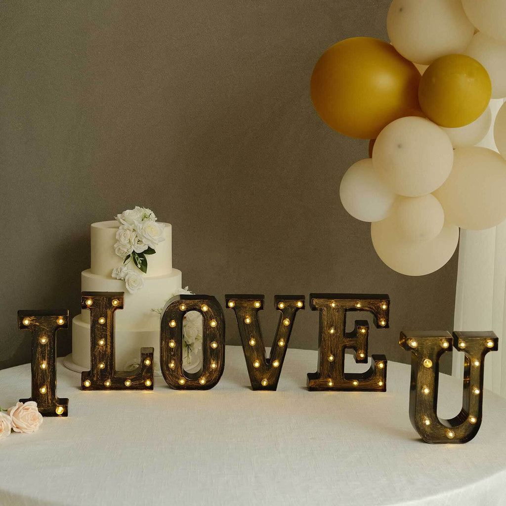 LED Marquee Letter "U" Industrial Style Antique Black - Light - Up Alphabet Sign for Weddings & Displays 9" - Bell Racket Store