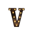 LED Marquee Letter "V" Industrial Style Antique Black - Light - Up Alphabet Sign for Weddings & Displays 9" - Bell Racket Store