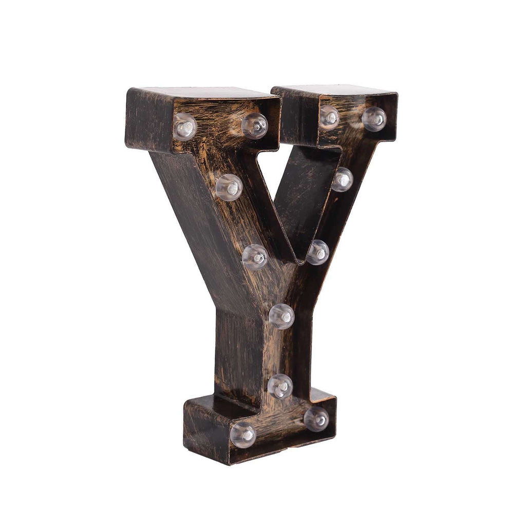 LED Marquee Letter "Y" Industrial Style Antique Black - Light - Up Alphabet Sign for Weddings & Displays 9" - Bell Racket Store