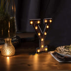 LED Marquee Letter "Y" Industrial Style Antique Black - Light - Up Alphabet Sign for Weddings & Displays 9" - Bell Racket Store