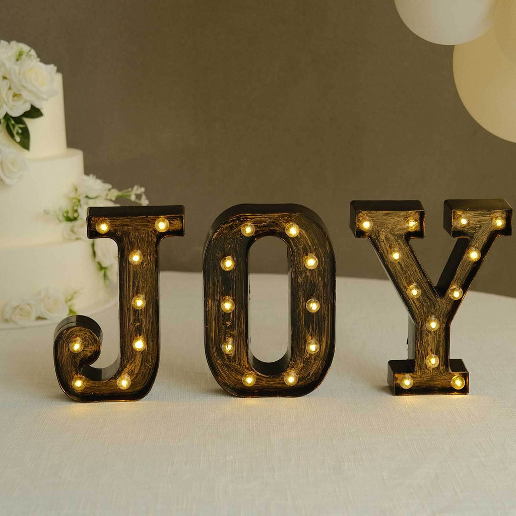 LED Marquee Letter "Y" Industrial Style Antique Black - Light - Up Alphabet Sign for Weddings & Displays 9" - Bell Racket Store