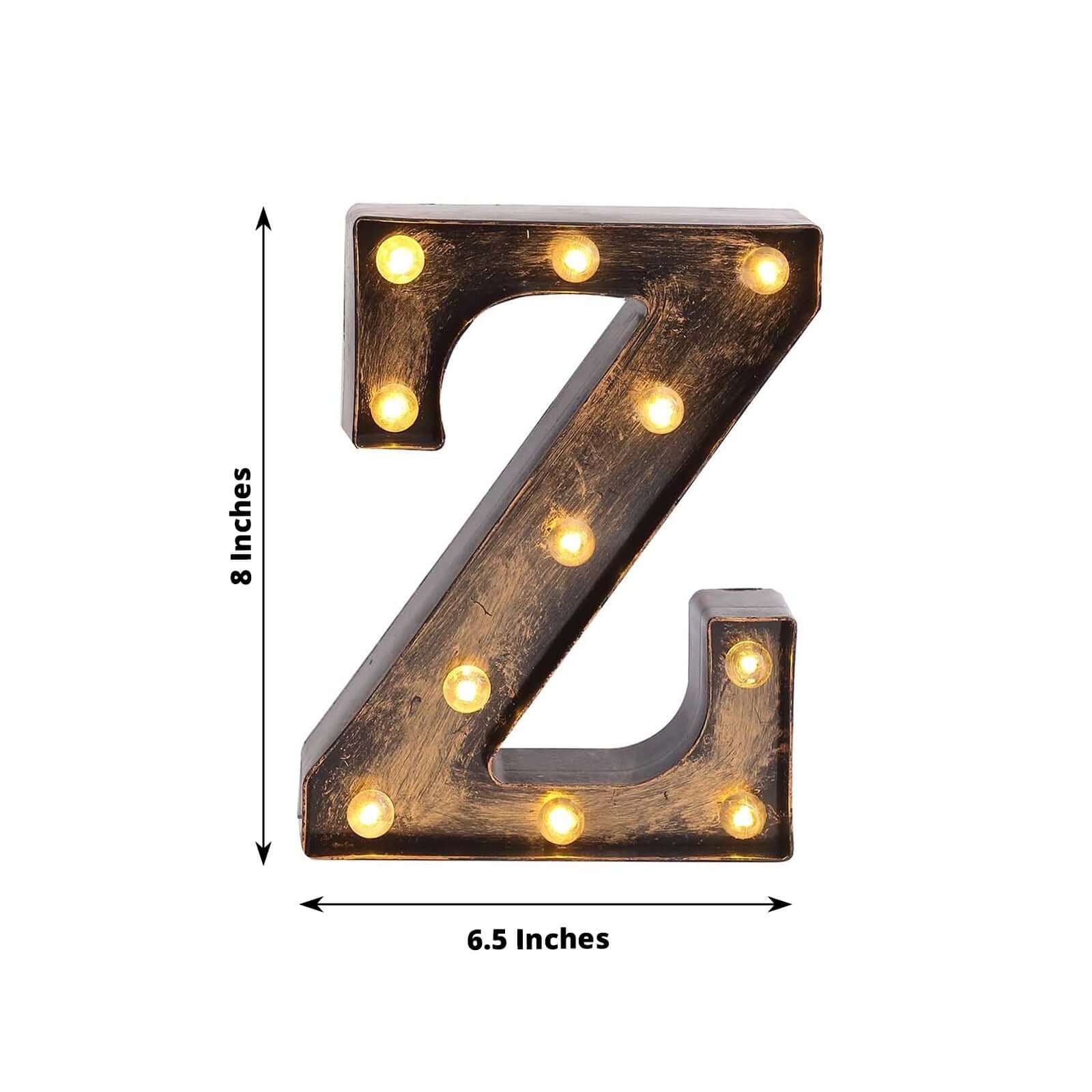 LED Marquee Letter "Z" Industrial Style Antique Black - Light - Up Alphabet Sign for Weddings & Displays 9" - Bell Racket Store