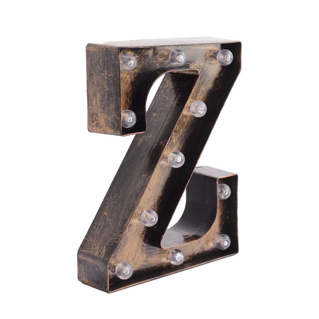 LED Marquee Letter "Z" Industrial Style Antique Black - Light - Up Alphabet Sign for Weddings & Displays 9" - Bell Racket Store