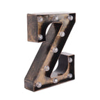 LED Marquee Letter "Z" Industrial Style Antique Black - Light - Up Alphabet Sign for Weddings & Displays 9" - Bell Racket Store