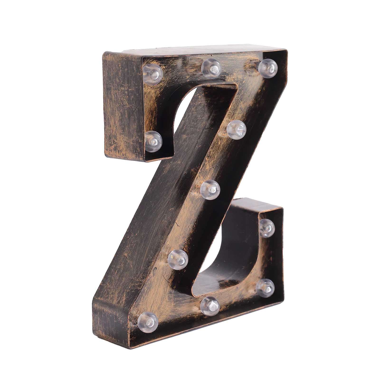 LED Marquee Letter "Z" Industrial Style Antique Black - Light - Up Alphabet Sign for Weddings & Displays 9" - Bell Racket Store