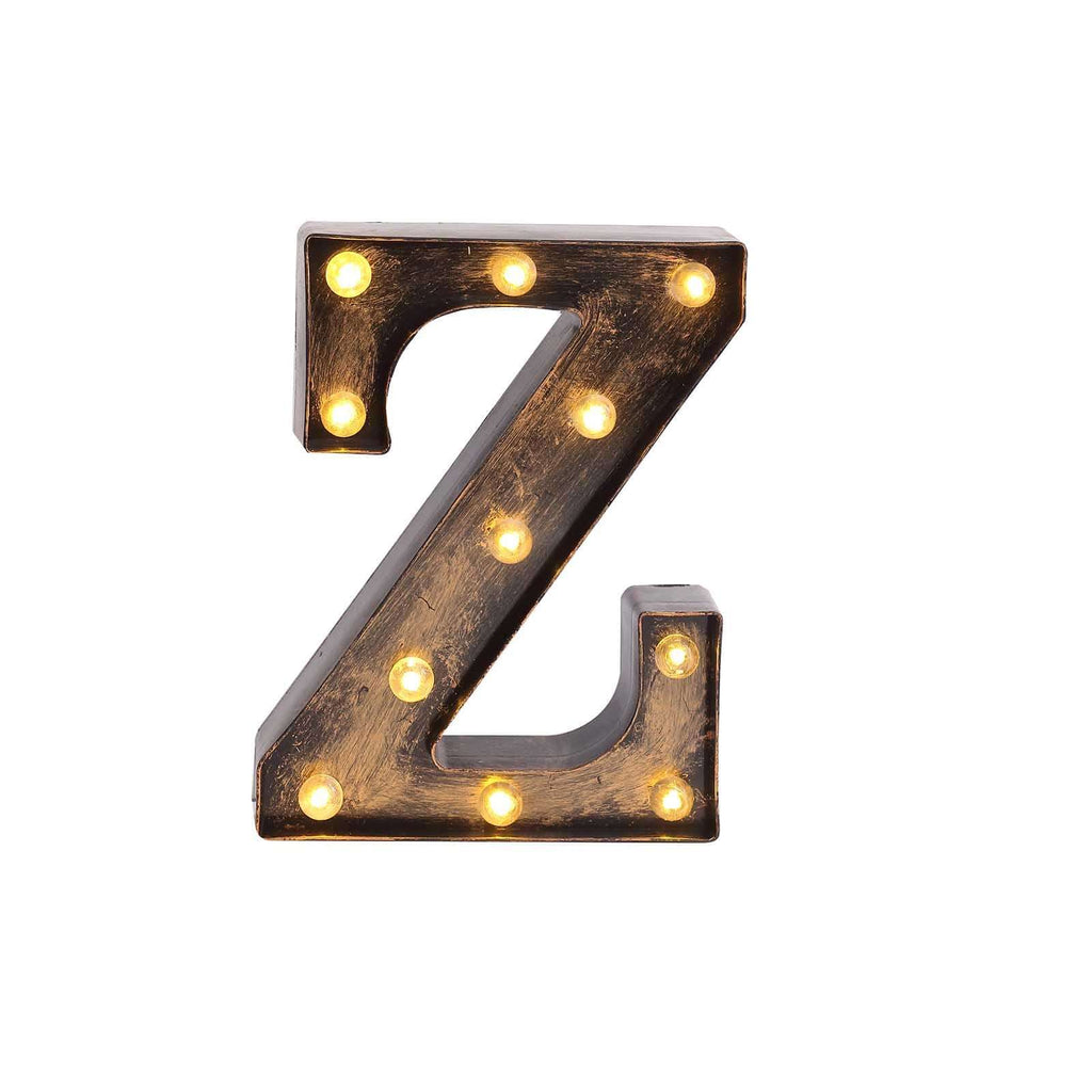 LED Marquee Letter "Z" Industrial Style Antique Black - Light - Up Alphabet Sign for Weddings & Displays 9" - Bell Racket Store