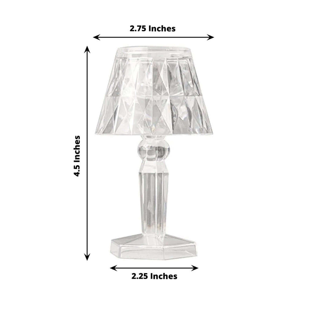 6-Pack Clear Crystal Acrylic LED Lamps Warm White Decorative Design - Accent Night Lights 4.5"