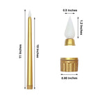 3-Pack LED Decorative Lighting Warm Flickering Gold - Flameless Taper Candles 11"