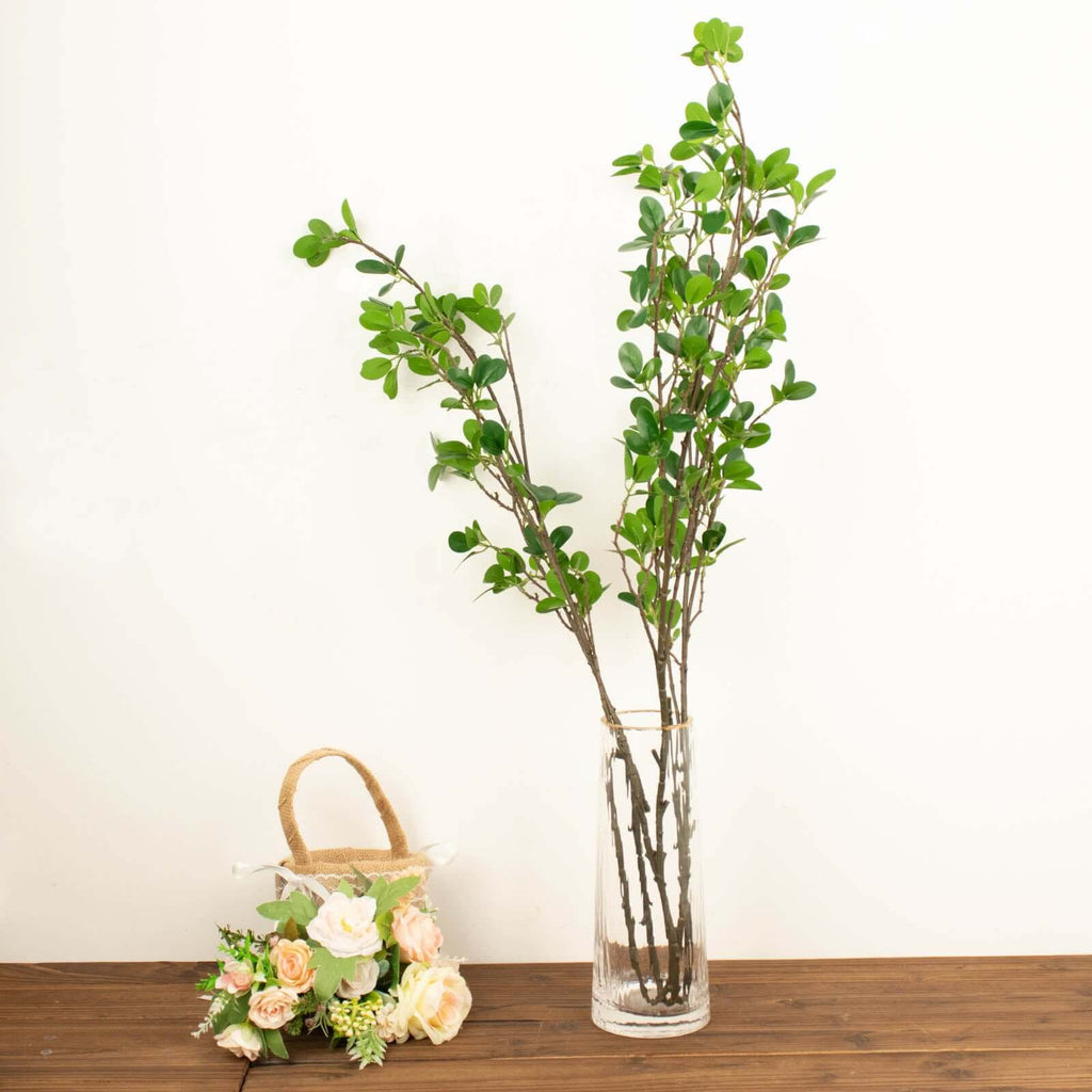 3 Pack 43" Artificial Green Petal Branches Leaf Spray, Faux Leaf Branches