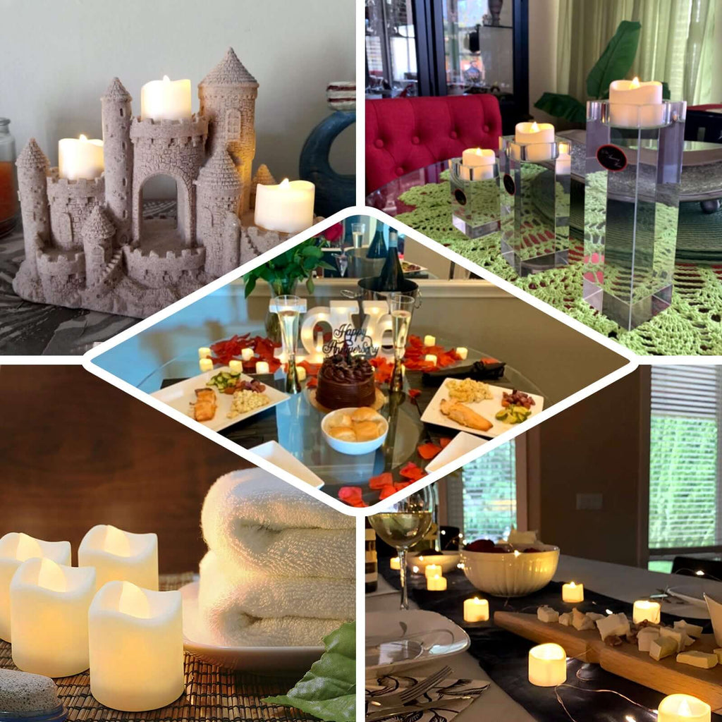 12-Pack LED Votive Candles Classic White Design - Reusable Flameless Battery Operated Lights