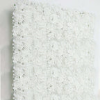 11 Sq ft. White 3D Silk Rose and Hydrangea Flower Wall Mat Backdrop - 4 Artificial Panels