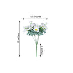 4 Bushes 11" White Artificial Silk Daisy Flower Bouquet Branches