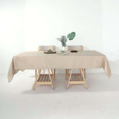 Faux Linen 60"x102" Rectangular Tablecloth Beige - Slubby Textured & Wrinkle Resistant Table Cover