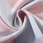 2 Pack White Blush Chevron Print Thermal Blackout Window Curtain Grommet Panels, Noise Canceling Curtains - 52"x96"