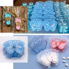 12-Pack Fillable Mini Candy Container in Baby Feet Style Light Blue - Unique Candy Treat Favor Boxes for Baby Shower 3.5"