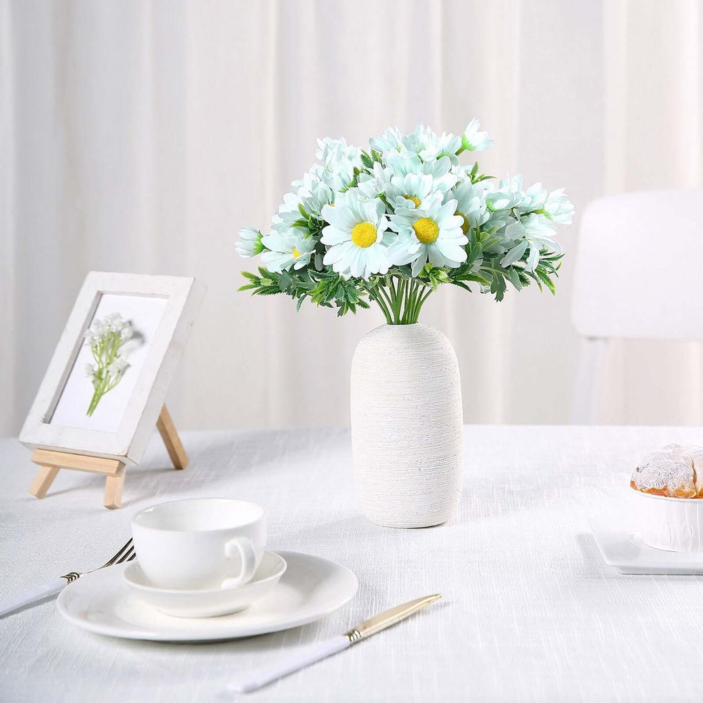 4 Bushes 11" Light Blue Artificial Silk Daisy Flower Bouquet Branches