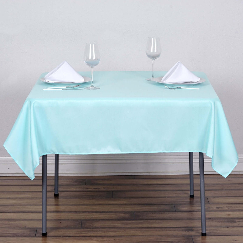 Polyester 54"x54" Table Overlay Square Tablecloth Light Blue - Wrinkle-Resistant & Durable Table Cover
