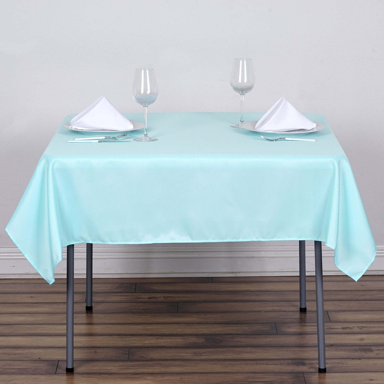 Polyester 54"x54" Table Overlay Square Tablecloth Light Blue - Wrinkle-Resistant & Durable Table Cover