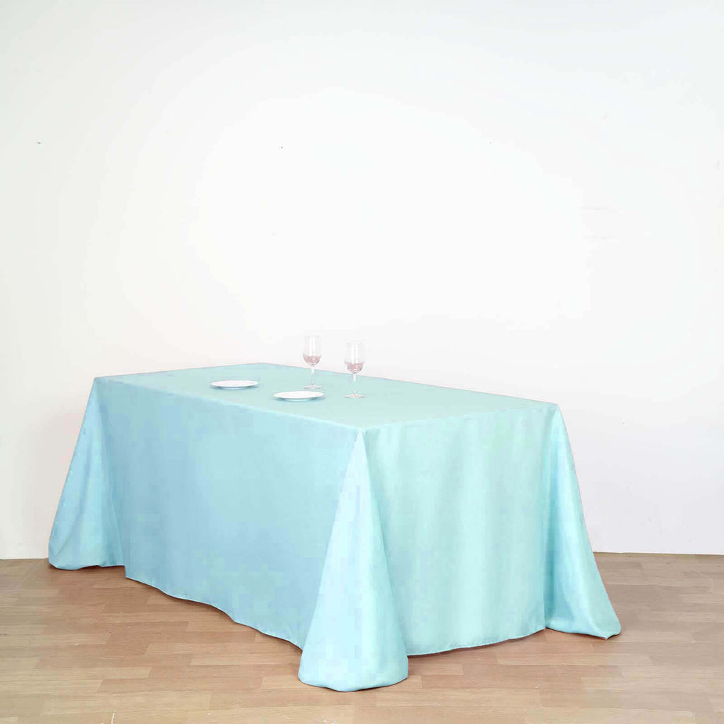 Polyester 90"x132" Rectangle Tablecloth Light Blue - Seamless Wrinkle-Resistant Table Cover