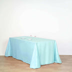 Polyester 90"x132" Rectangle Tablecloth Light Blue - Seamless Wrinkle-Resistant Table Cover