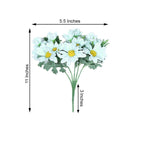 4 Bushes 11" Light Blue Artificial Silk Daisy Flower Bouquet Branches