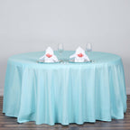 Polyester 120" Round Tablecloth Light Blue - Seamless Wrinkle-Resistant Table Cover