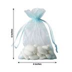 10 Pack 4"x6" Light Blue Organza Drawstring Wedding Party Favor Gift Bags - Clearance SALE