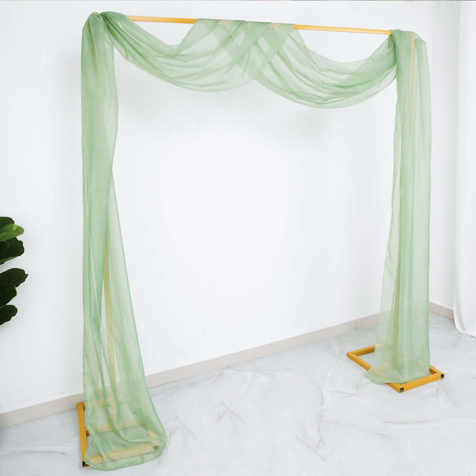 18ft Sage Green Sheer Organza Wedding Arch Drapery Fabric, Window Scarf Valance