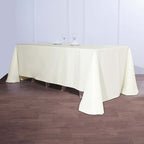 Polyester 90"x132" Rectangle Tablecloth Ivory - Seamless Wrinkle-Resistant Table Cover