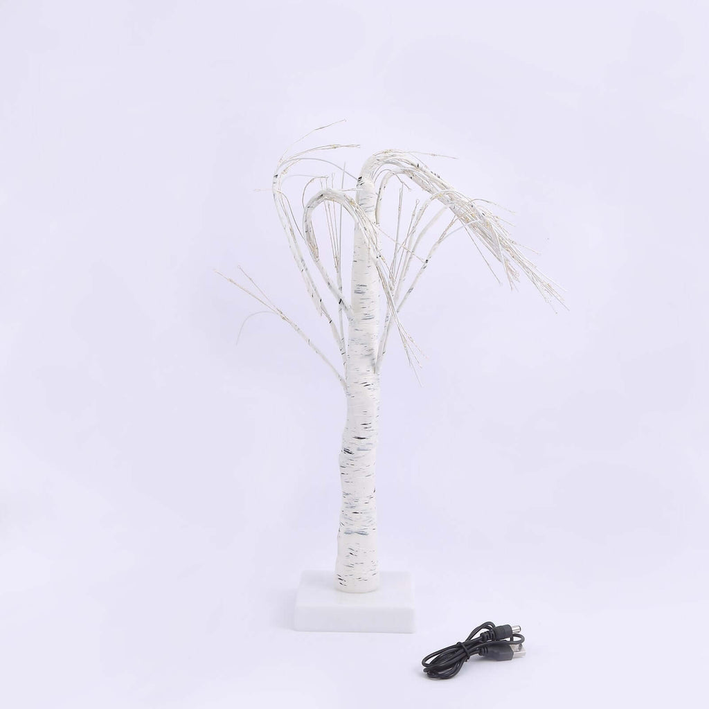 Lighted Birch Tree Lamp White Design Warm White - Battery Operated Rechargeable LED Table Accent 2ft - Bell Racket Store