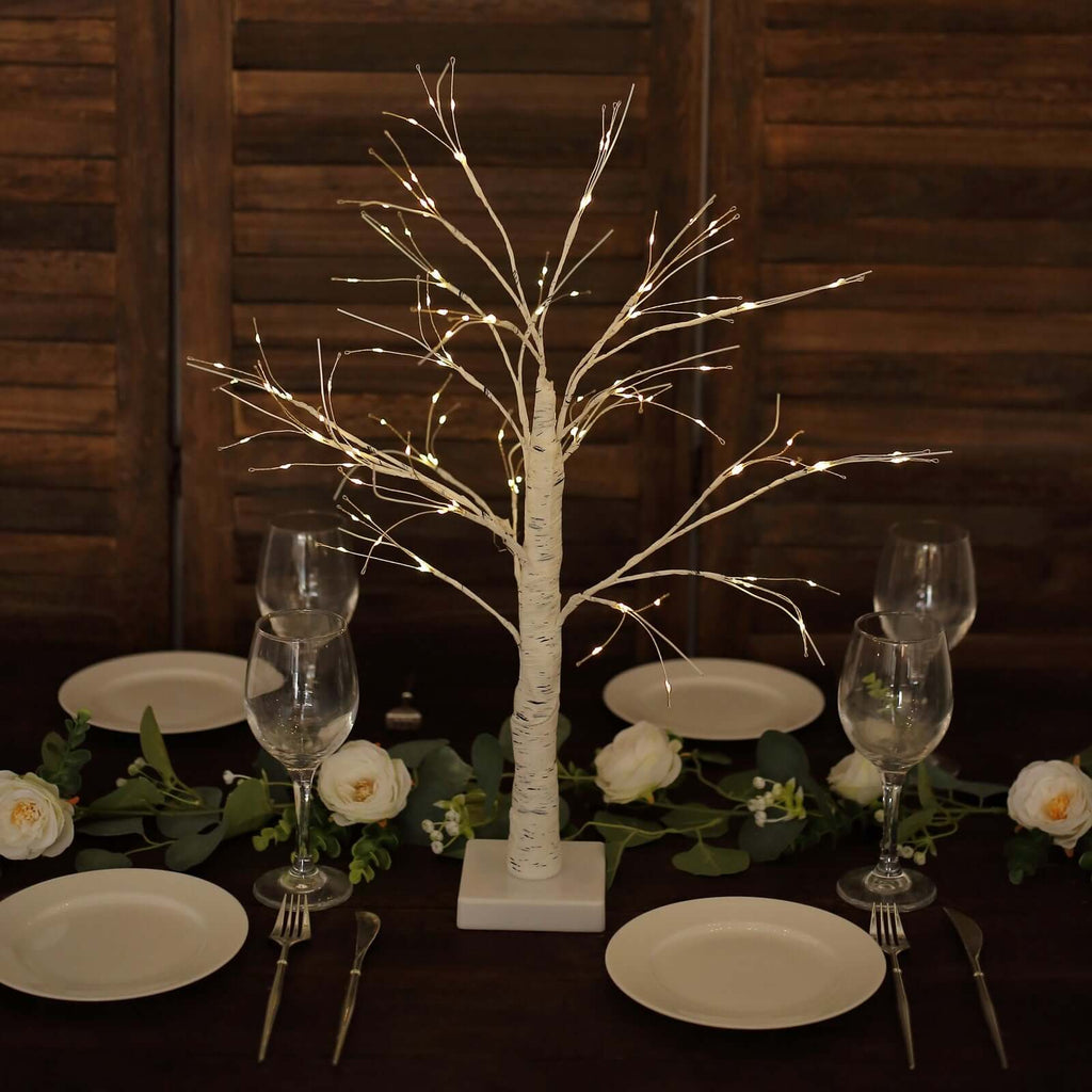 Lighted Birch Tree Lamp White Design Warm White - Battery Operated Rechargeable LED Table Accent 2ft - Bell Racket Store