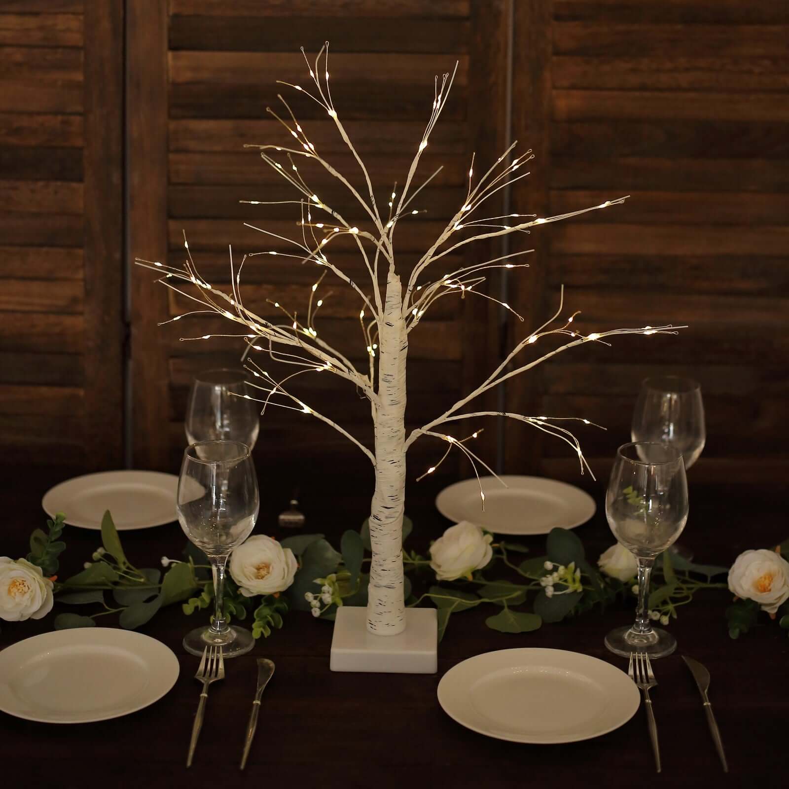 Lighted Birch Tree Lamp White Design Warm White - Battery Operated Rechargeable LED Table Accent 2ft - Bell Racket Store