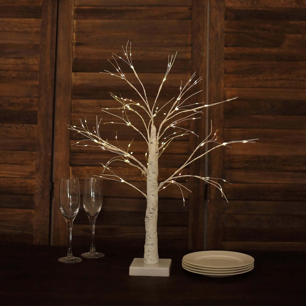 Lighted Birch Tree Lamp White Design Warm White - Battery Operated Rechargeable LED Table Accent 2ft - Bell Racket Store