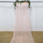 5ftx14ft Blush Chiffon Curtain Panel, Durable Flame Resistant Backdrop Ceiling Drapery With Rod Pocket
