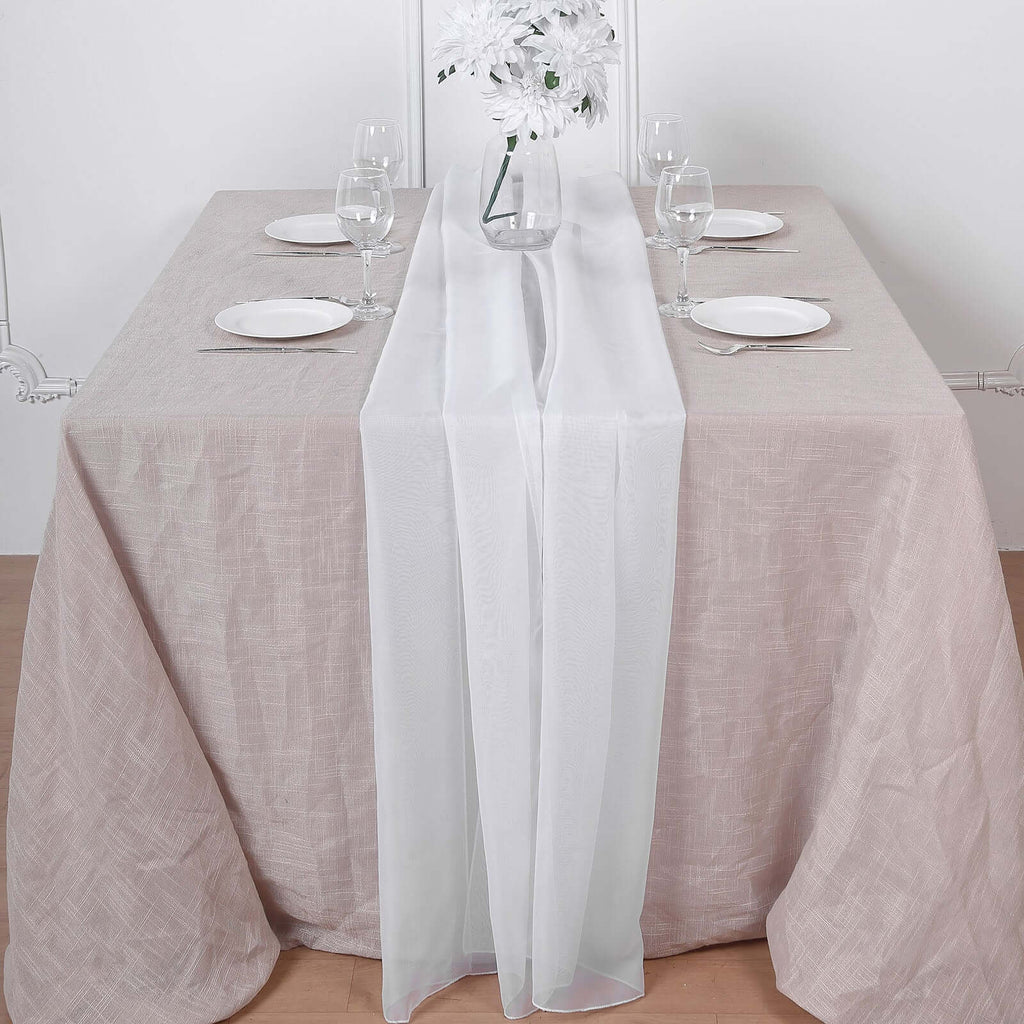 Chiffon 6ft Table Runner White - Chic Flowy & Lightweight Table Decor