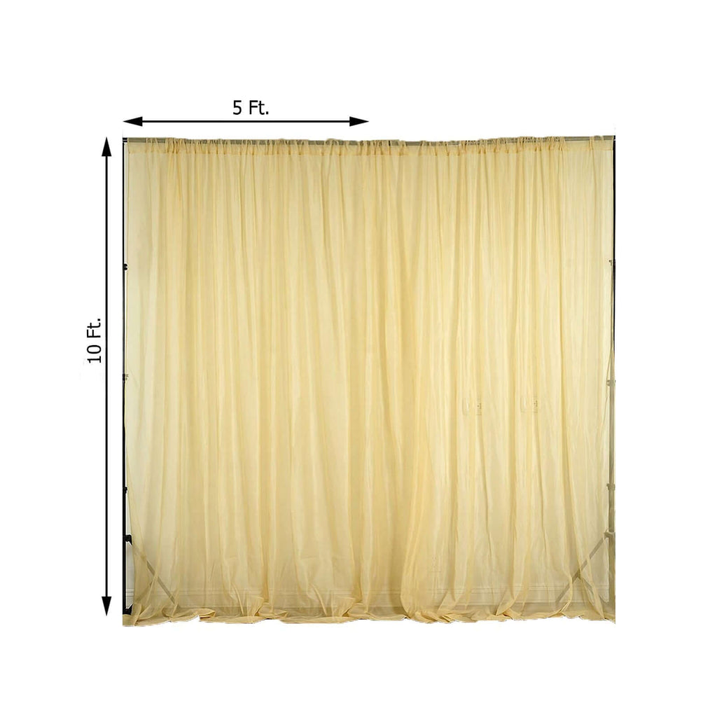 2 Pack Champagne Sheer Chiffon Event Curtain Drapes, Durable Flame Resistant Organza Backdrop Event Panels With Rod Pockets - 10ftx10ft