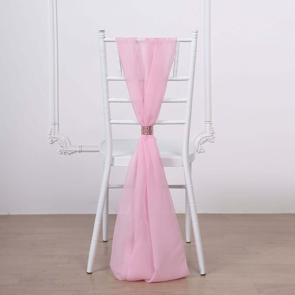 5 Pack Chiffon Chair Sashes Pink - Soft & Lightweight Designer Chair Bows 22"x78"